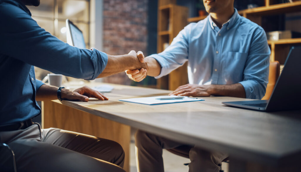 Former employee now business owner reviewing operations in service company